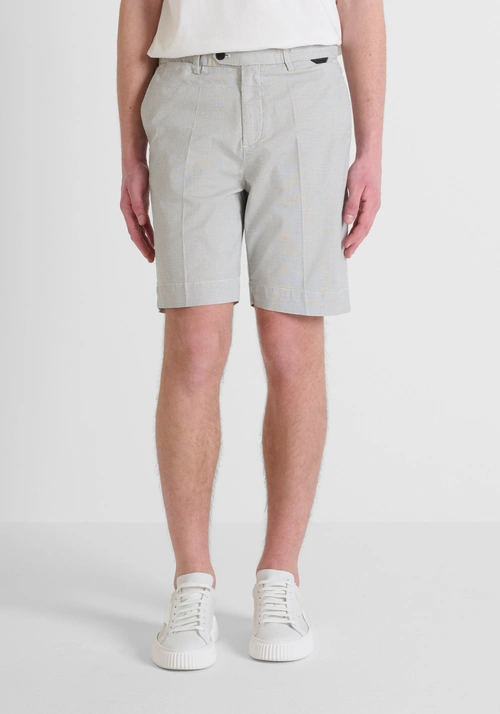 SHORTS SLIM FIT "MARK" IN STRETCH COTTON BLEND WITH MICRO PATTERN - Shorts | Antony Morato Online Shop