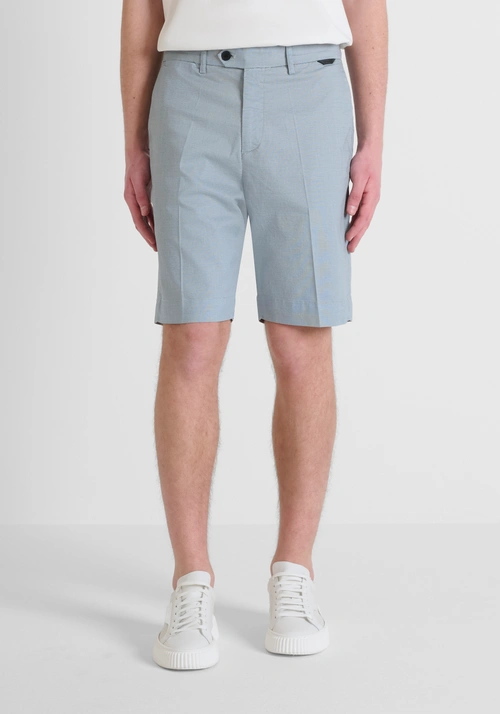 SHORTS SLIM FIT "MARK" IN STRETCH COTTON BLEND WITH MICRO PATTERN - Shorts | Antony Morato Online Shop