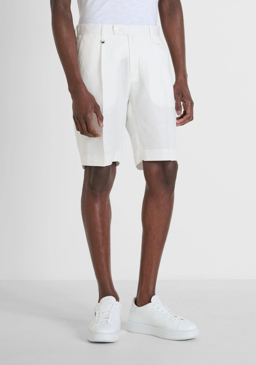 SHORTS REGULAR FIT "LUIS" IN LINEN VISCOSE BLEND - Pantalones | Antony Morato Online Shop