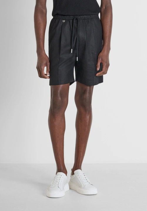 SUPER SHORTS REGULAR FIT "NEIL" IN MISTO LINO - Outfit Total Black | Antony Morato Online Shop