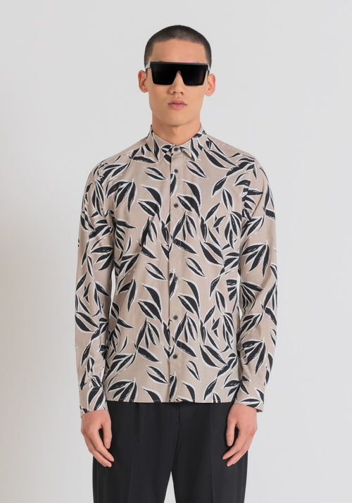 "BARCELONA" REGULAR FIT COTTON AND VISCOSE BLEND SHIRT WITH ALL-OVER PATTERN PRINT - Clothing | Antony Morato Online Shop