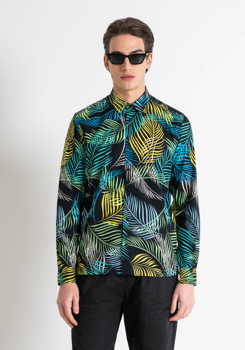 "BARCELONA" REGULAR STRAIGHT FIT SHIRT IN PRINTED SOFT COTTON BLEND - Preview Men's Collection Spring-Summer 2024 | Antony Morato Online Shop
