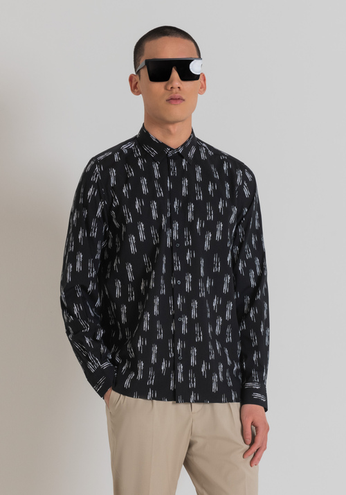 BARCELONA REGULAR STRAIGHT FIT SHIRT IN COTTON BLEND FABRIC - Men's Shirts | Antony Morato Online Shop