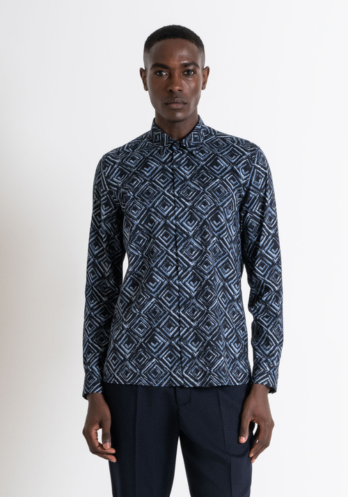 REGULAR FIT "BARCELONA" SHIRT IN DIAMOND PATTERNED VISCOSE BLEND - Preview Men's Collection Fall-Winter 2024 | Antony Morato Online Shop