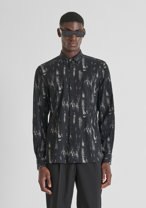 "BARCELONA" REGULAR STRAIGHT FIT COTTON BLEND SHIRT IN DOTS PRINT - Camisas | Antony Morato Online Shop