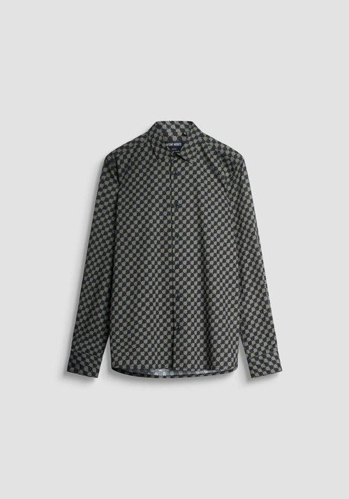 "BARCELONA" REGULAR STRAIGHT FIT COTTON BLEND SHIRT IN GEOMETRIC PRINT - Camisas | Antony Morato Online Shop