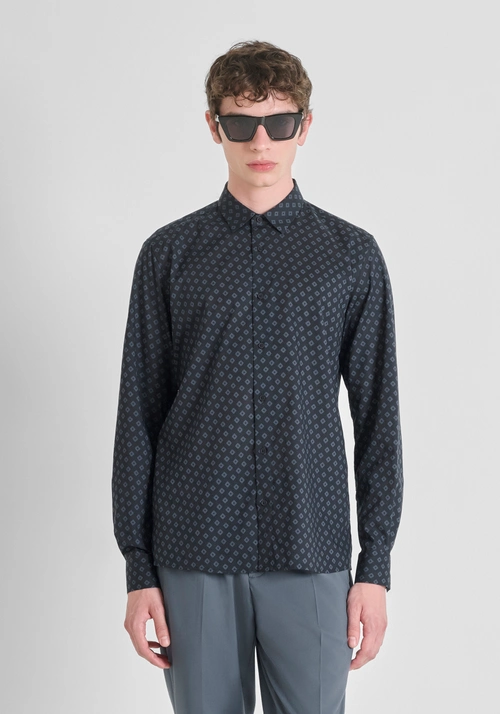 "BARCELONA" REGULAR STRAIGHT FIT COTTON BLEND SHIRT IN ABSTRACT PRINT - Camisas | Antony Morato Online Shop