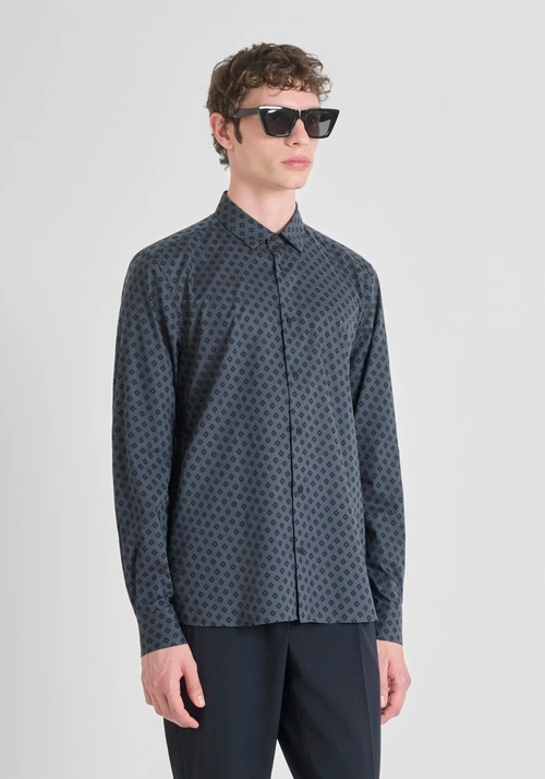 CAMICIA REGULAR STRAIGHT FIT "BARCELLONA" IN MISTO COTONE STAMPA ASTRATTA - Camicie Uomo | Antony Morato Online Shop