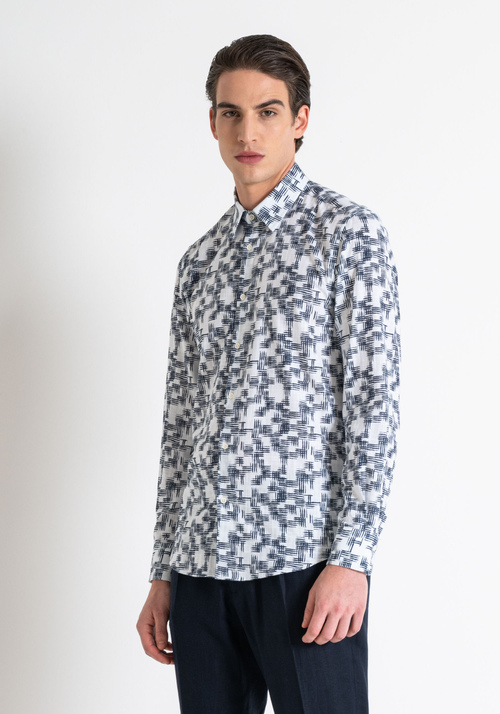 "NAPOLI" SLIM FIT SHIRT IN FLAMED PRINTED COTTON - Ropa | Antony Morato Online Shop