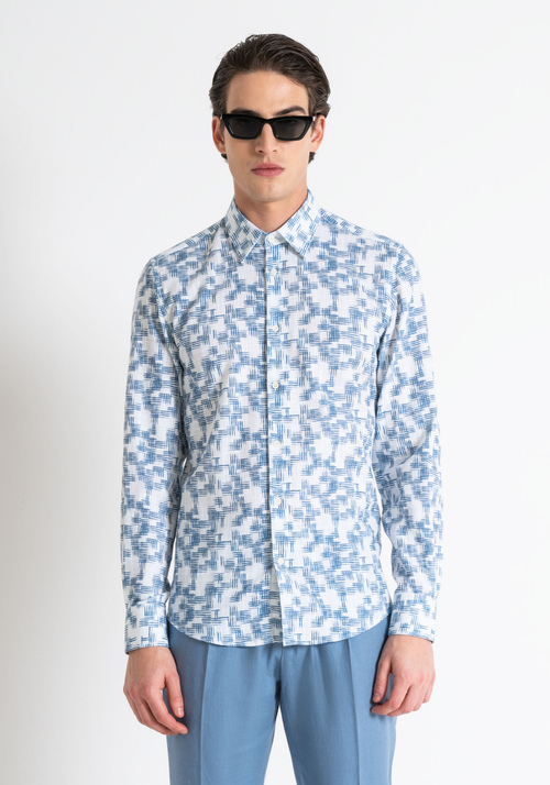 "NAPOLI" SLIM FIT SHIRT IN FLAMED PRINTED COTTON - Shirts | Antony Morato Online Shop