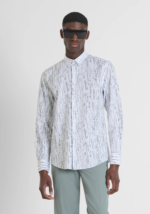 SHIRT SLIM FIT "NAPOLI" IN SOFT TOUCH PRINTED LINEN BLEND FABRIC - Chemises | Antony Morato Online Shop