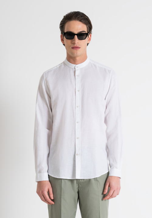 SLIM FIT "TOLEDO" LINEN BLEND SHIRT WITH MANDARIN COLLAR - Shirts | Antony Morato Online Shop
