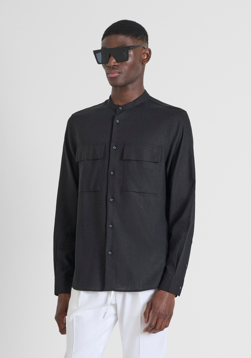 CAMICIA REGULAR FIT "MELBOURNE" IN MISTO LINO TOCCO MORBIDO - Outfit Total Black | Antony Morato Online Shop