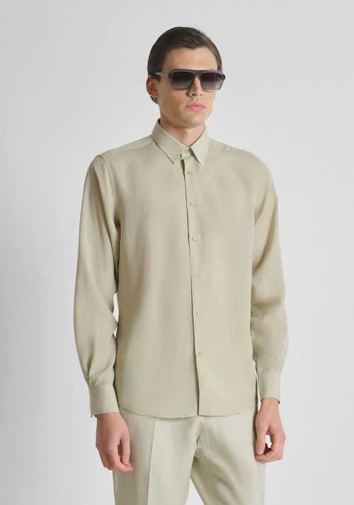 Camicia Uomo Mezza Manica Tinta Unita FYLTR | Camicia Casual Elegante Ecru | Vestibilità Regular