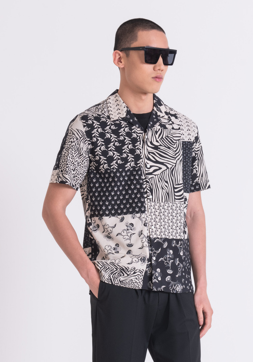 PRINTED COTTON BLEND REGULAR STRAIGHT FIT "HONOLULU" SHIRT - Shirts | Antony Morato Online Shop