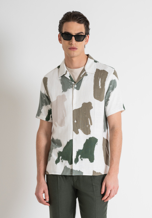 HONOLULU REGULAR STRAIGHT FIT SHIRT IN PRINTED LINEN VISCOSE - Shirts | Antony Morato Online Shop