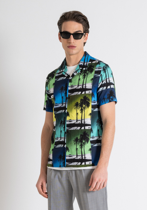 REGULAR STRAIGHT FIT "HONOLULU" SHIRT WITH TROPICAL PRINT - Shirts | Antony Morato Online Shop