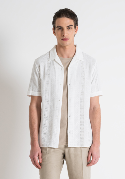 HONOLULU REGULAR STRAIGHT FIT SHIRT IN COTTON WITH SAN GALLO LACE DETAIL - Shirts | Antony Morato Online Shop