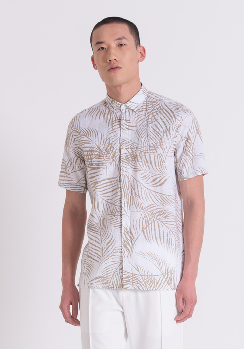 PRINTED LINEN BLEND REGULAR STRAIGTH FIT "BARCELONA" SHIRT - Shirts | Antony Morato Online Shop