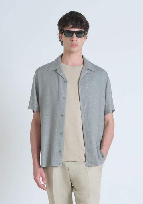 CHEMISE REGULAR STRAIGHT FIT « HONOLULU » EN LIN MÉLANGÉ AVEC COL CUBAIN - Mood Marrakech | Antony Morato Online Shop
