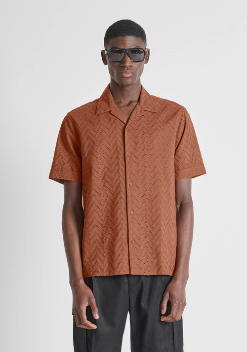 Find. Camicia Uomo In Lino E Cotone - Manica Corta, Colletto Button Down, Lavabile In Lavatrice, 55% Lino 45% Cotone - 3
