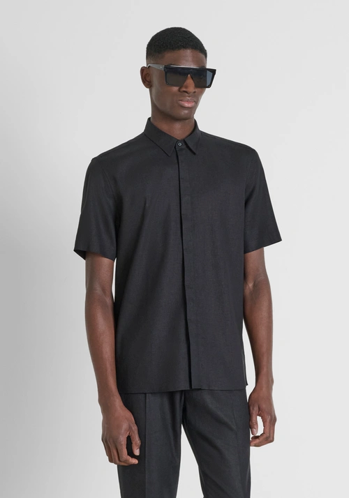 CAMICIA REGULAR FIT "ADALIA" IN MISTO LINO TOCCO MORBIDO - Outfit Total Black | Antony Morato Online Shop