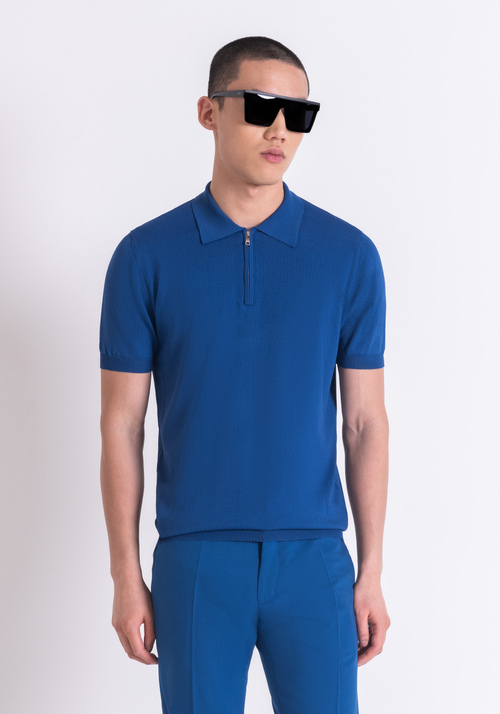 SUPER SLIM FIT POLO SHIRT IN SOFT VISCOSE BLEND YARN WITH ZIP - Men's T-shirts & Polo | Antony Morato Online Shop