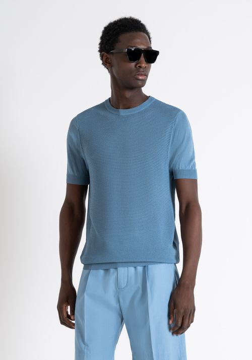 REGULAR FIT MESH IN VISCOSE MIXED FILTO WITH JACQUARD MESH - T-shirts et polos | Antony Morato Online Shop