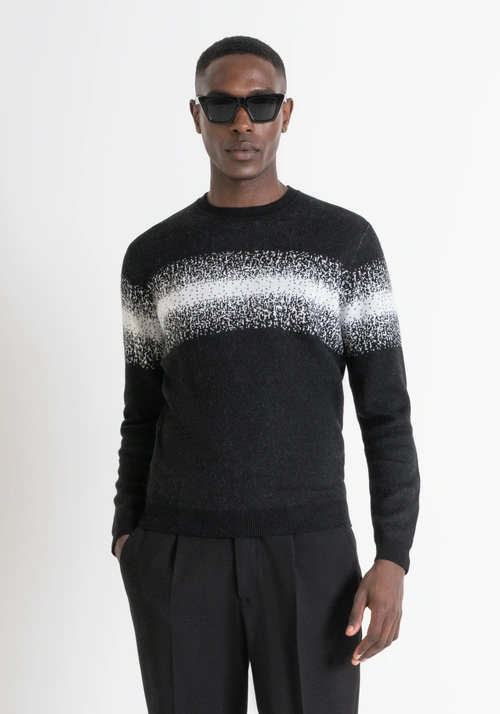 SUÉTER REGULAR FIT DE MEZCLA DE LANA MERINA CON BANDAS - Prendas de punto | Antony Morato Online Shop