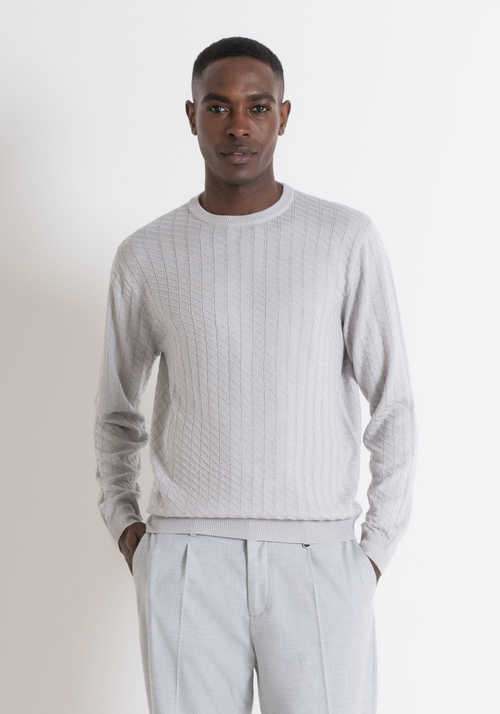 REGULAR FIT WOVEN SWEATER IN LIGHT WOOL BLEND - Men's Knitwear | Antony Morato Online Shop