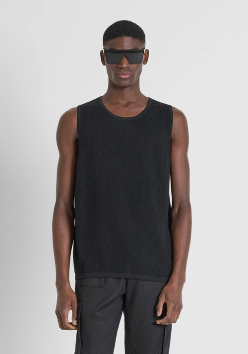 REGULAR FIT TANK TOP IN WORKED VISCOSE BLEND - Clothing | Antony Morato Online Shop