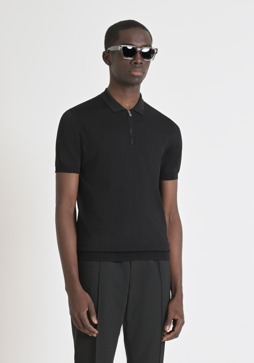 PULLOVER SUPER SLIM FIT MIT KURZEN ÄRMELN AUS VISKOSE-MISCHGARN - Schwarzes Outfit | Antony Morato Online Shop