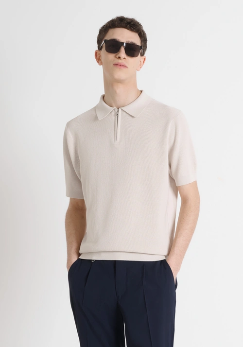 REGULAR FIT COTTON-BLEND SHIRT WITH ZIP - Men's Knitwear | Antony Morato Online Shop