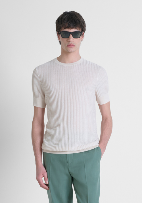 VISCOSE BLEND RIBBED SLIM FIT SHIRT - Men's Knitwear | Antony Morato Online Shop