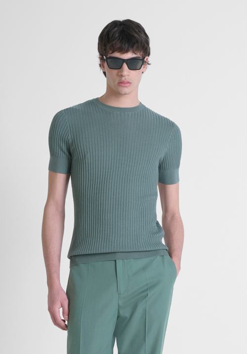 VISCOSE BLEND RIBBED SLIM FIT SHIRT - Men's Knitwear | Antony Morato Online Shop