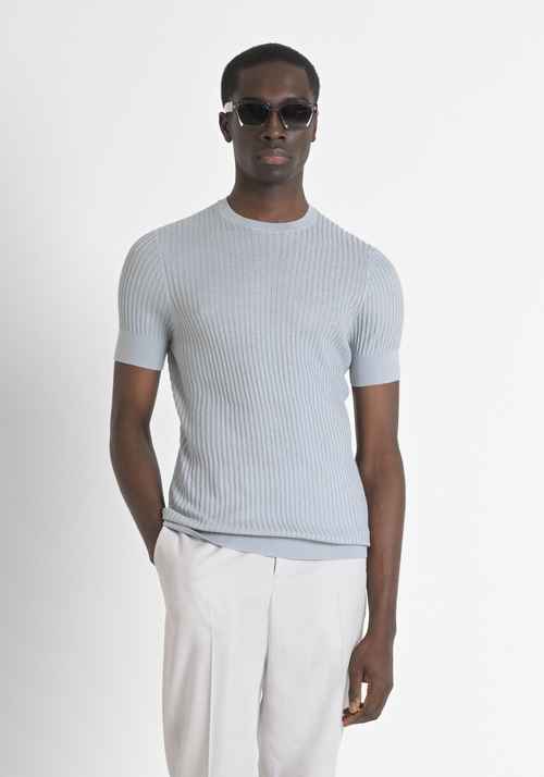 VISCOSE BLEND RIBBED SLIM FIT SHIRT - Men's Knitwear | Antony Morato Online Shop