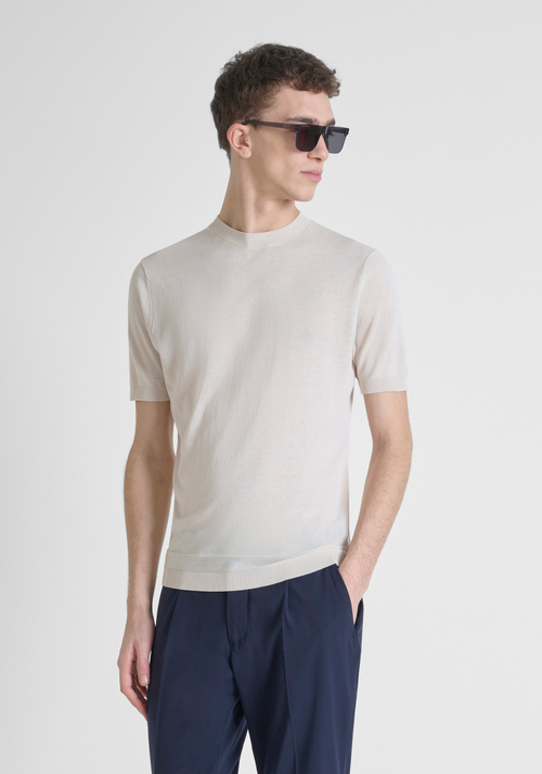 REGULAR FIT COTTON BLEND JERSEY WITH LOGO ON CHEST - Men's Knitwear | Antony Morato Online Shop