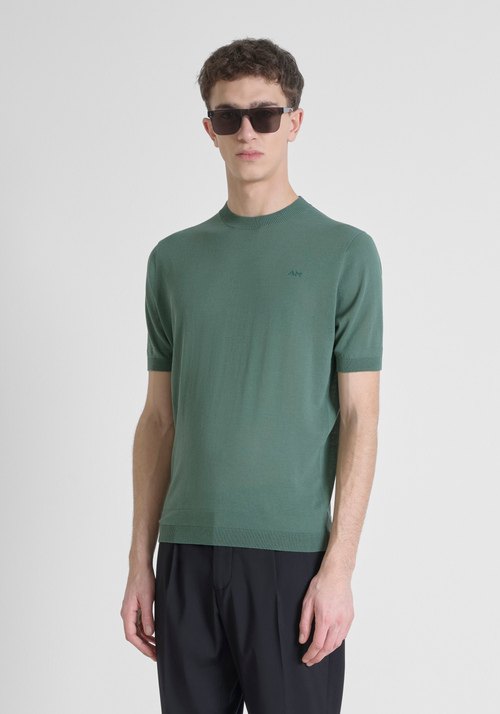 REGULAR FIT COTTON BLEND JERSEY WITH LOGO ON CHEST - Men's Knitwear | Antony Morato Online Shop