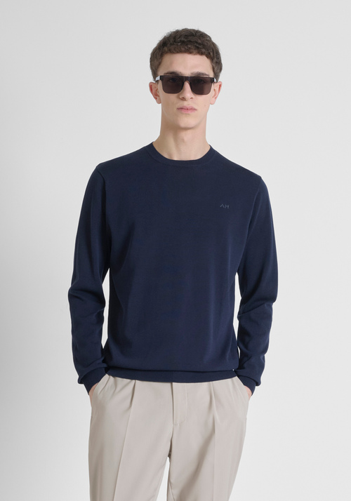 REGULAR FIT COTTON BLEND JERSEY WITH LOGO - Men's Knitwear | Antony Morato Online Shop