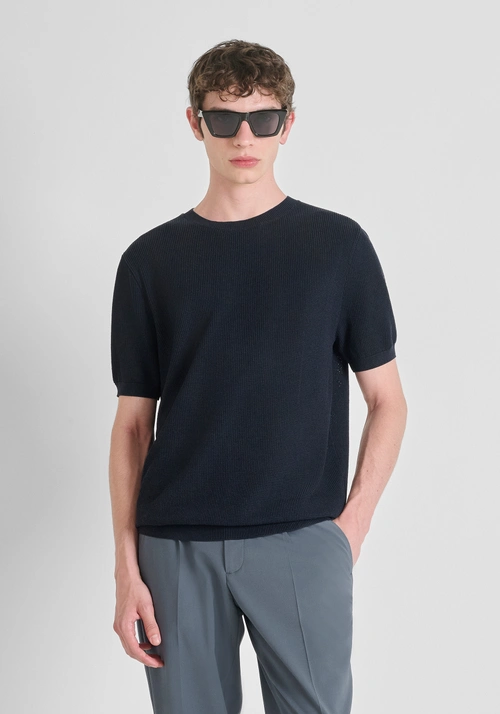 SHORT SLEEVE REGULAR FIT SUPER FINE VISCOSE BLEND JERSEY - Maglieria Uomo | Antony Morato Online Shop