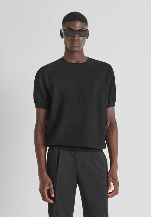 SHORT SLEEVE REGULAR FIT SUPER FINE VISCOSE BLEND JERSEY - Maglieria Uomo | Antony Morato Online Shop