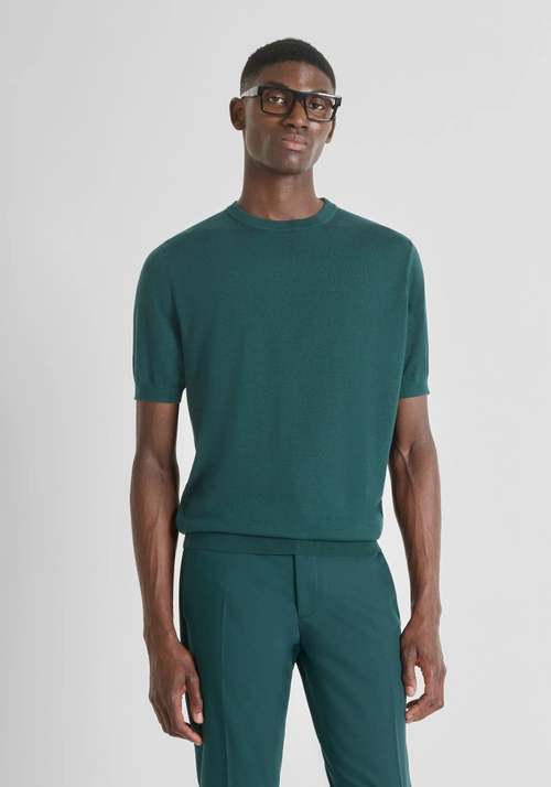 PULL À MANCHES COURTES COUPE REGULAR EN MÉLANGE DE LAINE - T-shirts et polos | Antony Morato Online Shop