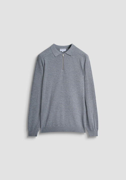 PULL COUPE REGULAR EN MÉLANGE DE LAINE MÉRINOS AVEC FERMETURE ÉCLAIR - Pulls | Antony Morato Online Shop