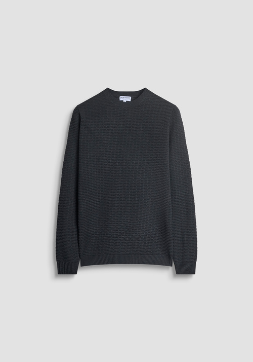 REGULAR FIT MERINO WOOL BLEND JERSEY - Total Black Outfit | Antony Morato Online Shop