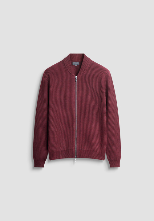 MAGLIA CON ZIP REGULAR FIT IN MISTO LANA CON LAVORAZIONE - Maglieria Uomo | Antony Morato Online Shop