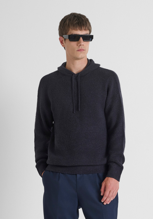 PULL À CAPUCHE COUPE REGULAR EN MÉLANGE DE LAINE ET DE MOHAIR - Pulls | Antony Morato Online Shop