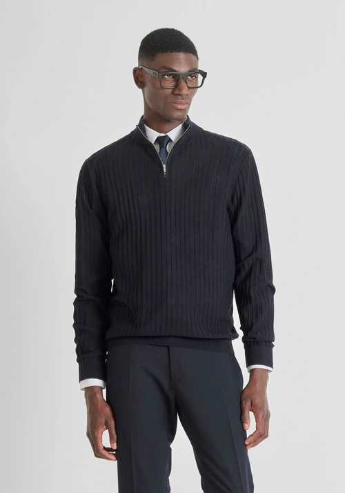 SUÉTER SLIM FIT CON CREMALLERA EN MEZCLA DE LANA - Prendas de punto | Antony Morato Online Shop