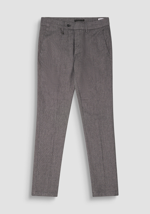 SKINNY FIT TROUSERS "BRYAN" STRETCH DOBBY COTTON - Total Black Outfit | Antony Morato Online Shop