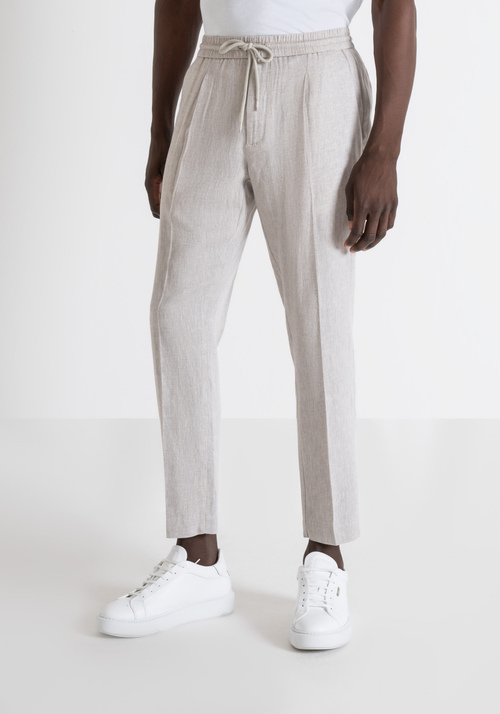 REGULAR FIT "NEIL" LINEN BLEND PANTS WITH DRAWSTRING - Trousers | Antony Morato Online Shop