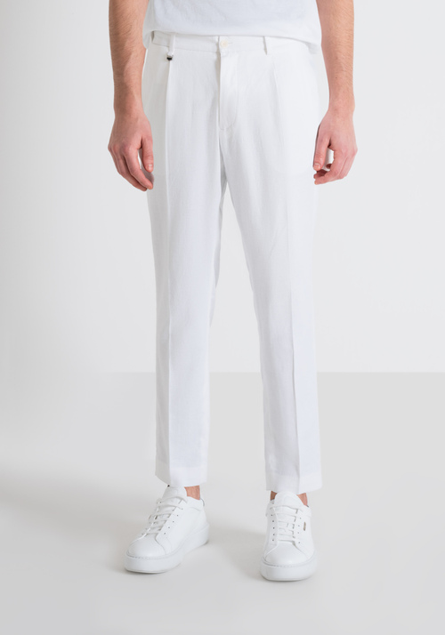 GUSTAF CARROT FIT TROUSERS IN LINEN VISCOSE BLEND FABRIC - Trousers | Antony Morato Online Shop